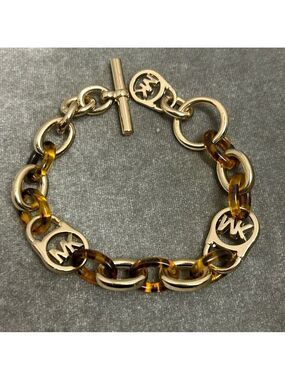 Michael Kors Logo Padlock Chain Bracelet tortoise links